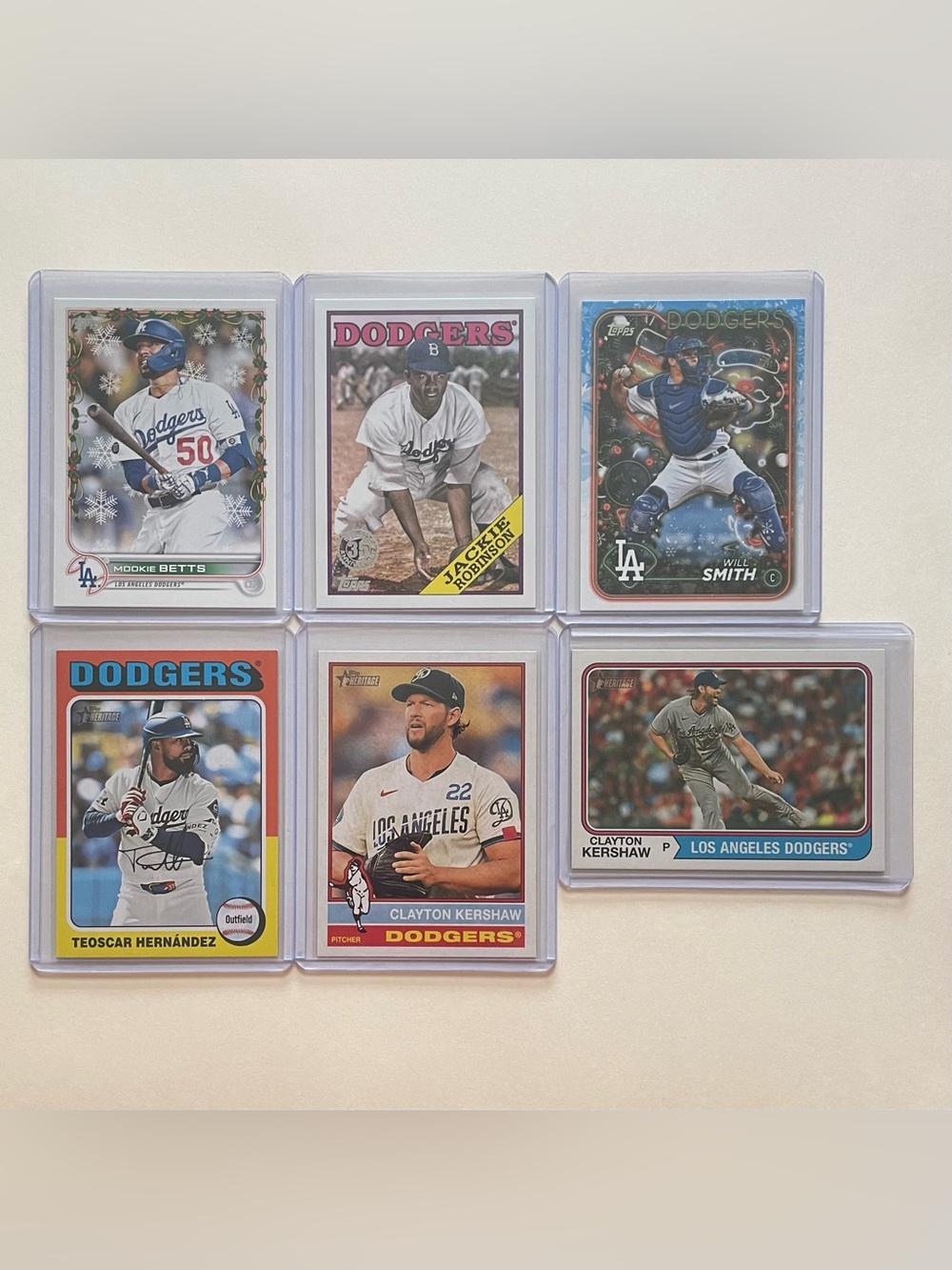 Lot of 6 Los Angeles Dodgers Topps MLB Baseball Cards